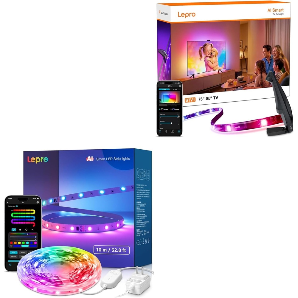 image:imageLepro Bundle  2 Items  S1 328ft AI LED Strip Lights for Bedroom amp STV1 164FT TV Backlight with UltraWide Camera for Family Movie Nights