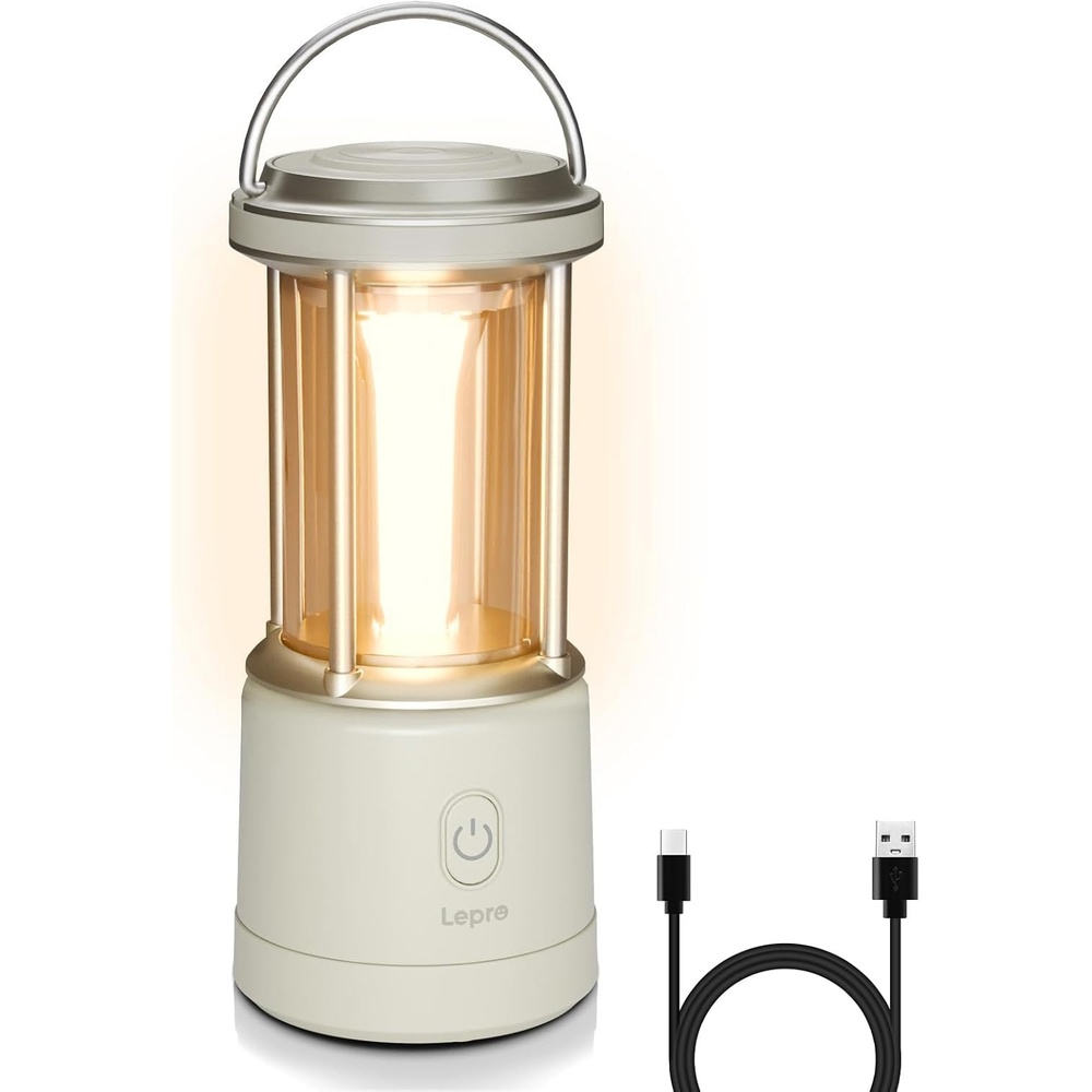 image:imageLepro 2000LM LED Camping Lantern Rechargeable Waterproof Tent Light with 5 Light Modes Camping Essentials Portable Lantern Flashlight for Camping Emergency Light Power Outage USB Cable IncludedWhite