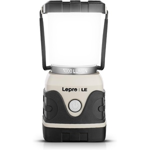 Lepro 1000LM Battery Powered LED Camping Lantern with 4 Light Modes, White | Waterproof Tent Light, Camping Essentials, Lantern Flashlight for Camping, Emergency Light, Power Outages, Not Rechargeable(White)