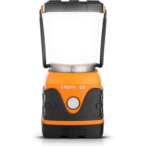 Lepro 1000LM Battery Powered LED Camping Lantern with 4 Light Modes, White | Waterproof Tent Light, Camping Essentials, Lantern Flashlight for Camping, Emergency Light, Power Outages, Not Rechargeable(Orange)