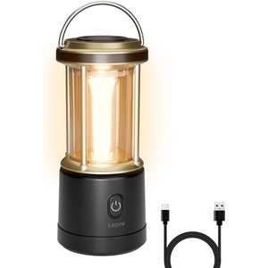 Lepro 2000LM LED Camping Lantern Rechargeable, Waterproof Tent Light with 5 Light Modes, Camping Essentials, Portable Lantern Flashlight for Camping, Emergency Light, Power Outage, USB Cable Included(Black)