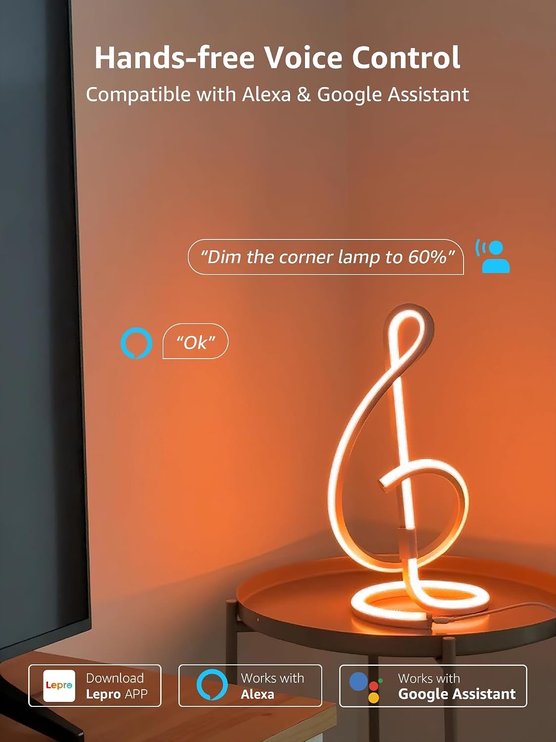 image:imageLepro Bundle 2 Items TB2 AI Smart Table Lamp amp S2 328ft AI Smart LED Strip Lights