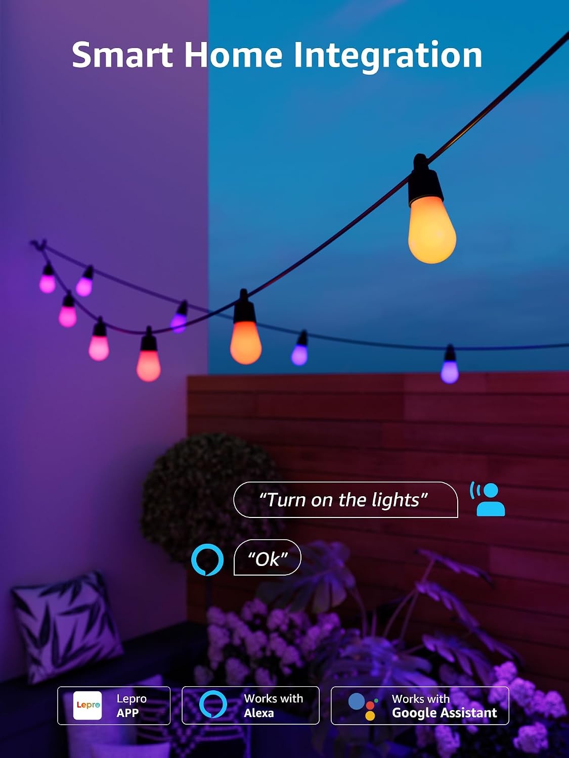 image:imageLepro Bundle 33ft 240 LED Outdoor Rope Lights Daylight White amp AI Smart Outdoor String Lights