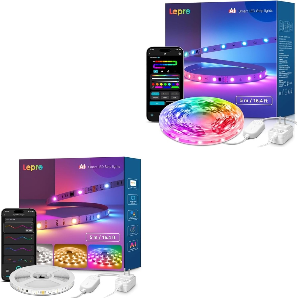 image:imageLepro Bundle 2 Items S1 164ft AI LED Strip Lights for Bedroom amp S2 164ft AI Smart LED Strip Lights