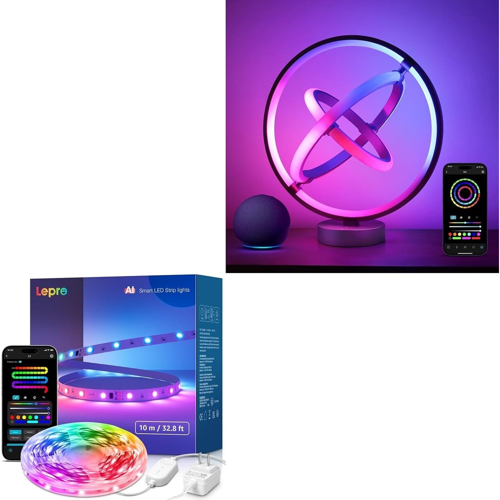 image:imageLepro Bundle  328 ft AI Smart Strip Lights amp AI Smart Table Lamp TB1