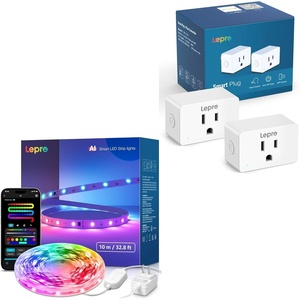 Lepro Bundle – 2 Items: P1 Smart Plug (2-Pack) + S1 AI Smart RGB LED Strip Lights 32.8ft Compatible with Alexa & Google Assistant