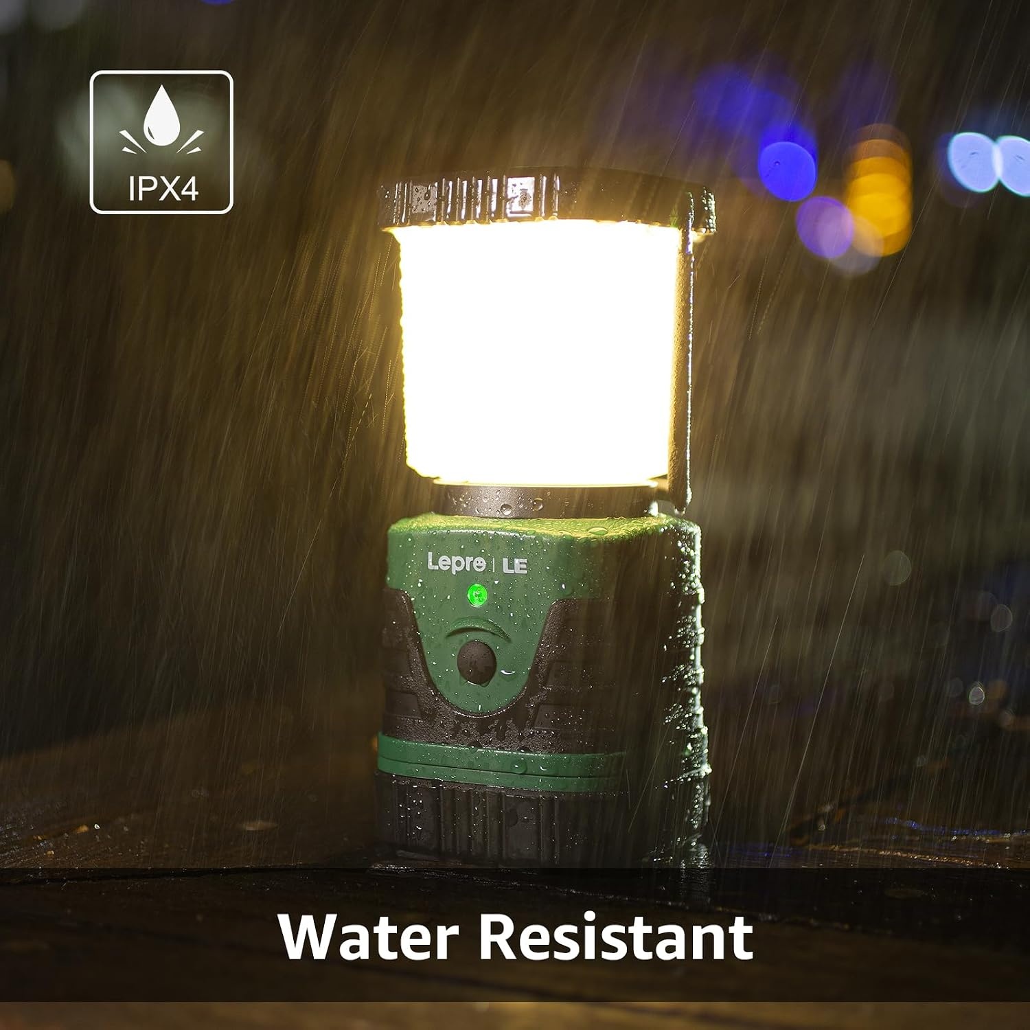 image:imageLepro 1000LM LED Camping Lantern Rechargeable 4400mAh White Tent Light with 4 Light Modes Waterproof Lantern Flashlight for Hurricane Emergency Camping Essentials USB Cable IncludedGreen