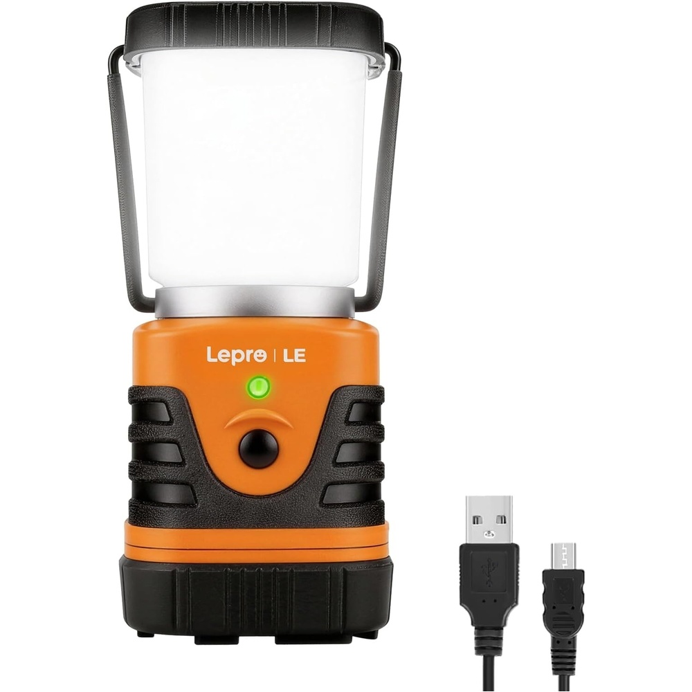 image:imageLepro 1000LM LED Camping Lantern Rechargeable 4400mAh White Tent Light with 4 Light Modes Waterproof Lantern Flashlight for Hurricane Emergency Camping Essentials USB Cable IncludedOrange