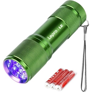 Lepro 365nm UV Flashlight, Small Portable Black Light Detector for Invisible Ink Pens, Dog Cat Pet Urine Stain, AAA Batteries Included(Green)